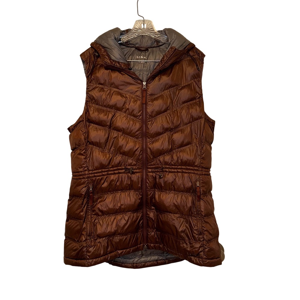 L.L. Bean Puffer Vest Womens XL Brown Nylon Down Fill